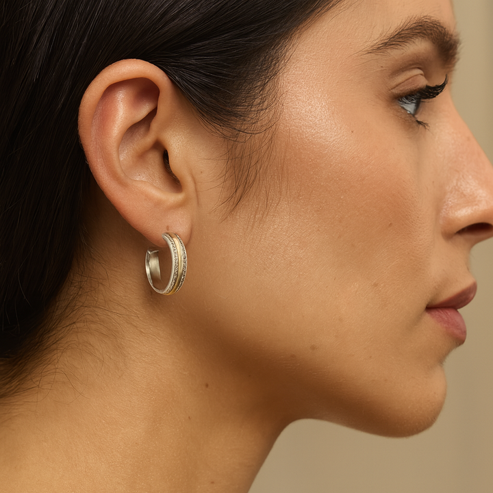 Mia - Vintage goldene Linie silberne Ohrringe