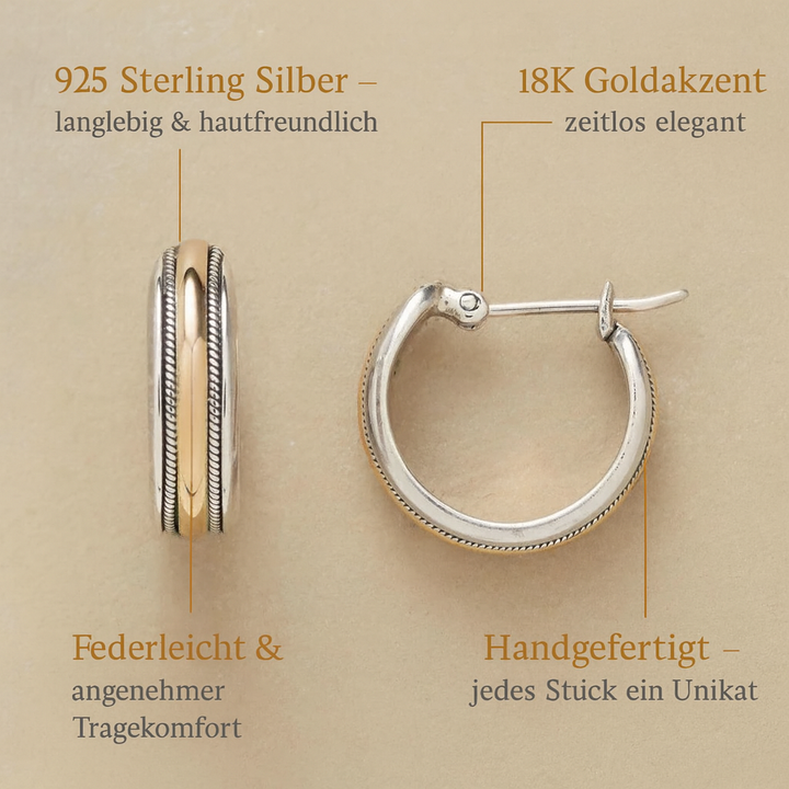 Mia - Vintage goldene Linie silberne Ohrringe