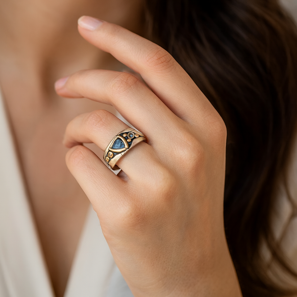 Leona - Vintage blauer Kristallring