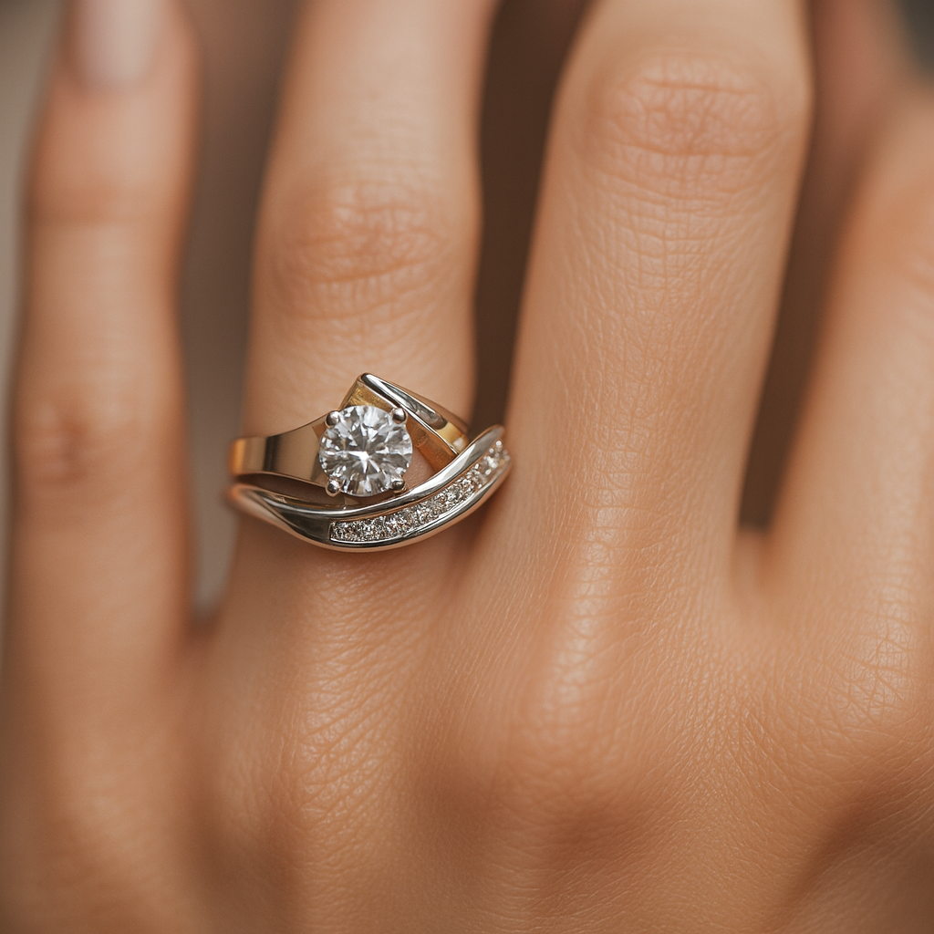 Karla - Vintage unregelmäßiger Gold- und Silber-Zirkonring