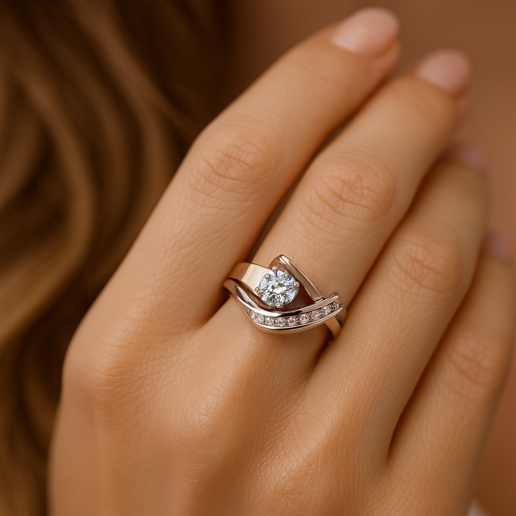 Karla - Vintage unregelmäßiger Gold- und Silber-Zirkonring