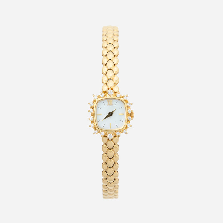 Isabella – Goldene Uhr mit rundem Armband.