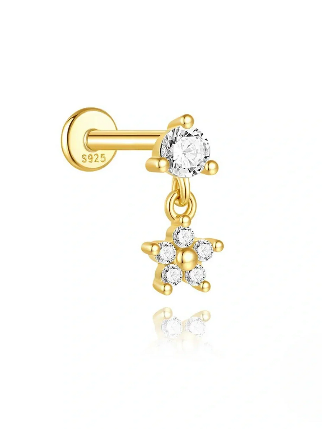 Irina – Goldene Ohrringe mit strukturierter Silhouette.