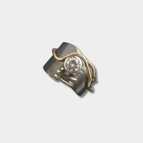 Laura - Vintage Dunkel Silberner Ring mit Zirkonen