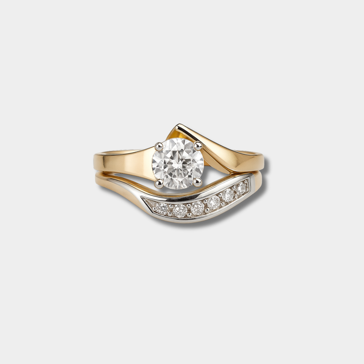 Karla - Vintage unregelmäßiger Gold- und Silber-Zirkonring