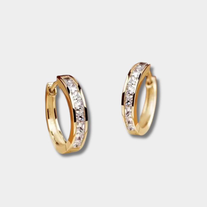 Pauline - Elegante goldene und kristallene Ohrringe