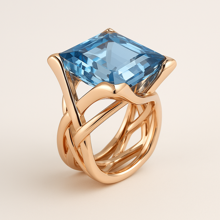 Elisabeth - Vintage Roségold Blauer Zirkon Ring