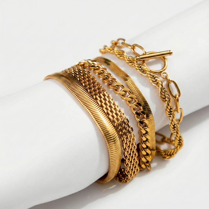 Tina – Goldarmband mit doppeltem Ketteneffekt.