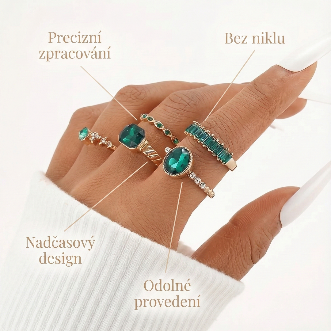 Melanie - Exklusives Smaragd-Ring-Set | Gold